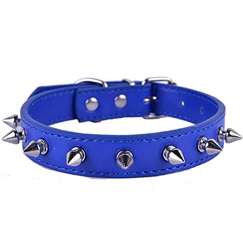 Punk Spike Haustierhalsband PU-Leder besetzte Hundeleine Seilleine Heimtierbedarf Hundezubehör Hundehalsband,Blau,40x2.0cm von HUANSUN