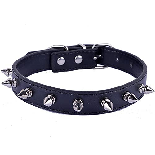 Punk Spike Haustierhalsband PU-Leder besetzte Hundeleine Seilleine Heimtierbedarf Hundezubehör Hundehalsband,Schwarz,31x1.5cm von HUANSUN