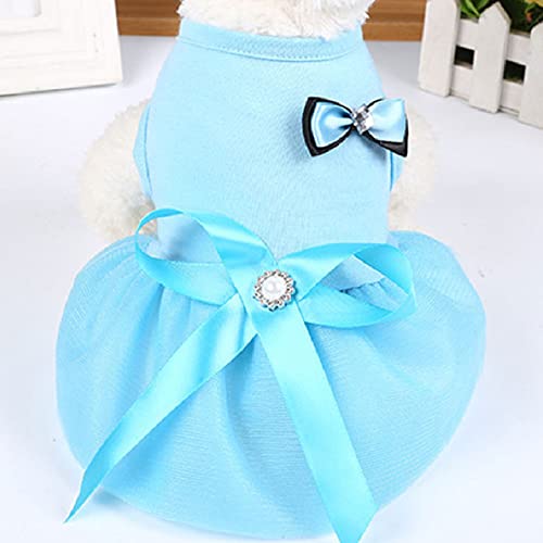 Puppy Pets Bowknot Kleid Spitzenrock Prinzessin Weiches Schönes Kleid Kleine HundekleidungDurable Pet Supplies Fashion Cute Clothing,Blau3,L von HUANSUN