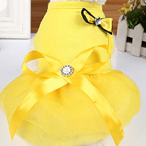 Puppy Pets Bowknot Kleid Spitzenrock Prinzessin Weiches Schönes Kleid Kleine HundekleidungDurable Pet Supplies Fashion Cute Clothing,yellow4,S von HUANSUN