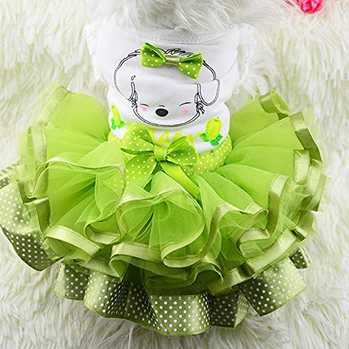 Puppy Pets Bowknot Kleid Spitzenrock Prinzessin Weiches Schönes Kleid Kleine HundekleidungDurable Pet Supplies Mode Niedliche Kleidung,Grün 2,L von HUANSUN