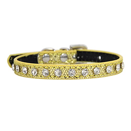 Rosa verstellbares Hundehalsband mit Strasssteinen Katzen Hundehalsband Lederdekoration Luxus Diamant Hundehalskette für kleine Hunde, Strasssteine ​​Gold,1.0x30cm von HUANSUN