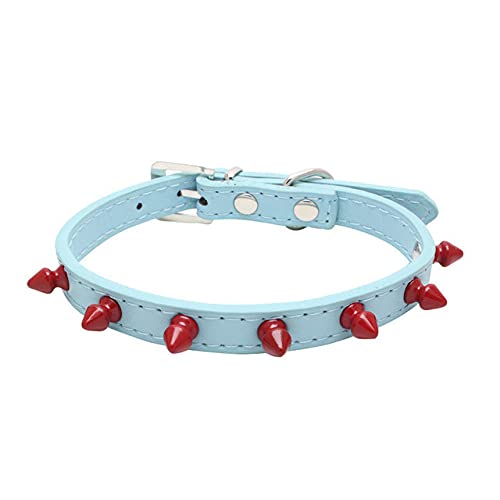 Roter runder Nagel Anti Fashion Pu Leder Spike Nietenbesetztes Hundehalsband Biss Spike für kleine und mittlere Hundezubehör,grün,L von HUANSUN