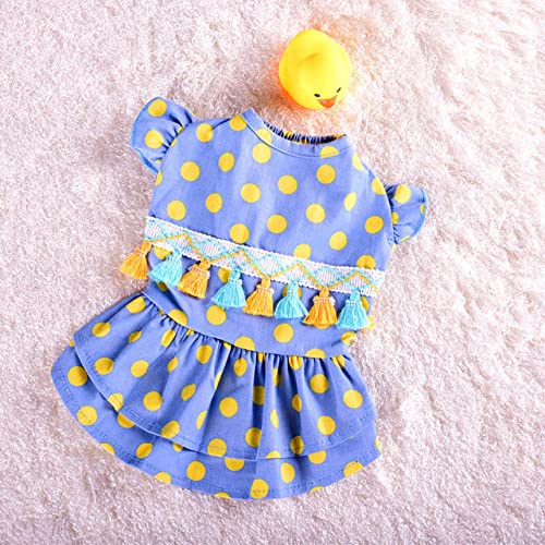 Sommer Haustierkleidung Dot Dog Dress for Dogs Rock Sommer Prinzessin Hund Brautkleider Kleidung für Hunde Röcke Pet Cat Dress,Blau,L von HUANSUN