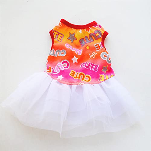 Sommer Spitze Puffy Prinzessin Kleid Print Obst Baumwollkleid Für Kleine Mittlere Hunde Weicher Hochzeitsrock Dot Bowknot Mesh Pet Kleidung,3,M von HUANSUN