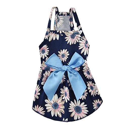 Sommerhundekleid Kleines Blumenprinzessin-Hundekleid für Hunde Rock Sommerprinzessin-Hundehochzeitskleider Kleidung Haustierkleid,Marineblau11,S von HUANSUN