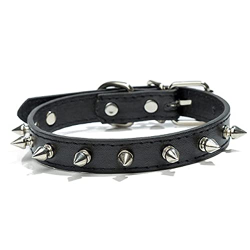 Stachelbesetzte Leder Hundehalsbänder Pu für kleine mittelgroße Hunde Hundehalsband Nieten Pet Products Halsband,Schwarz,L von NC