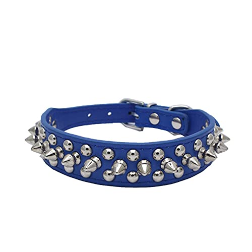 Strass Leder Hundehalsbänder Bling Crystal Nieten Hundehalsbänder für mittelgroße Hunde,Blau,M Länge42 Breite2.5 von HUANSUN