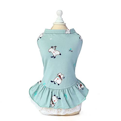 HUANSUN Summer Dog Printed Puppy Dog Cat Kleider Niedliche ärmellose Hundekleidung Weiche Baumwolle Haustierkleidung für Hunde Katzen Haustiere Rockkleid,grün,S von HUANSUN