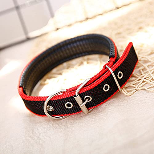 Verstellbarer Nylonhalsband für Haustiere Hundehalsbänder Sicherheit kleine und große Hundehalsring für Haustiere,Schwarz,Rot,L von NC