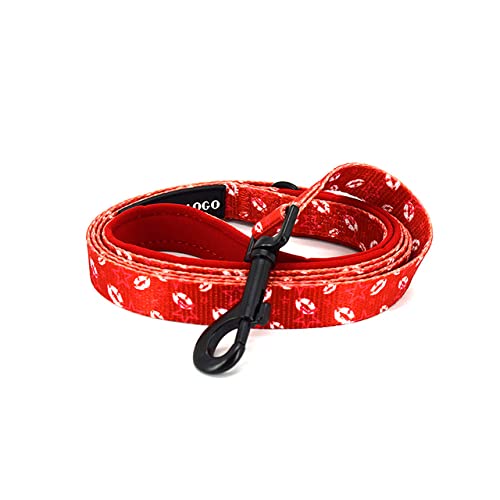 Verstellbares Hundehalsband Langlebig Weich Niedlich Kreative Farbige Rote Lippen Druck Leine Harness Mit Poop Bag Dispenser,Leine,S von HUANSUN