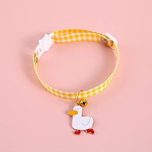 Verstellbares Hundehalsband Sicherheitsschnalle Design Gitter Katzenhalsband Niedlichen Cartoon Anhänger Glocke Halskette Heimtierbedarf,gelb von HUANSUN