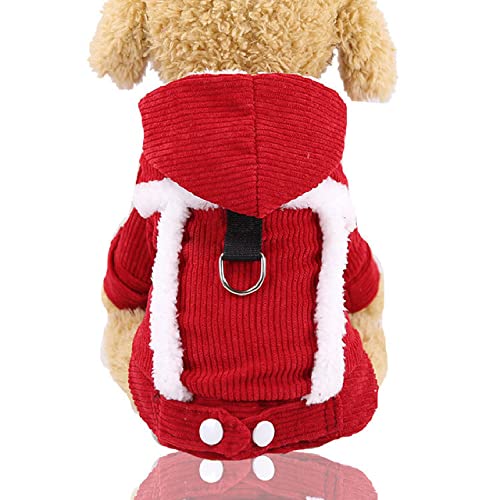 Vierbeinige Hundebekleidung Winter Doppel Gepolsterte Verdicken Jacke   Kostüme Haustier Welpen Mantel Kleidung,rot,M von HUANSUN