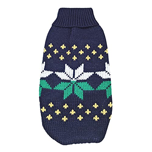 Warmer Puppuy Hundepullover Winter Haustierkleidung für kleine Hunde Katze Pullover Kleidung Kostüm,Navy Leaf,12 von NC