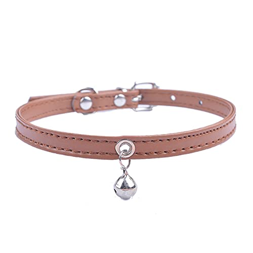 Welpenhalsband für kleine Hunde Verstellbare Haustierhalsbänder mit Glocke für kleine mittlere Katzen Größe XXS XS S Lila Schwarz Weiß Rosa,braun,31CM von NC