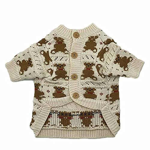 Welpenhundekleidung Herbst und Winter Neue Bärenpullover Strickjacke süße Haustierjacke,Weiß,L von HUANSUN