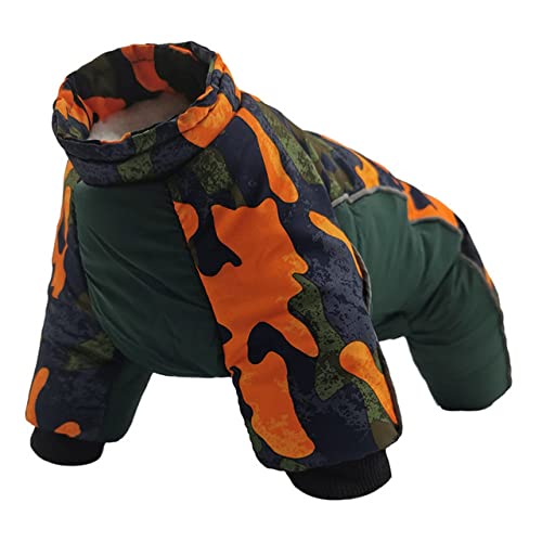 Winter Haustier Hund Warme Kleidung Für Kleine Mittelgroße Hunde Verdicken Warmen Hund Overall Hoodie Mantel Hündchenbekleidung Warm halten,orange Camouflage,L von HUANSUN