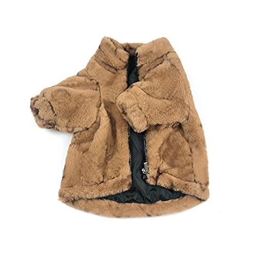 Winter Haustier Hundebekleidung für kleine Hunde Bekleidung Fleece Warme Jacke Hundezubehör,braun,S von HUANSUN