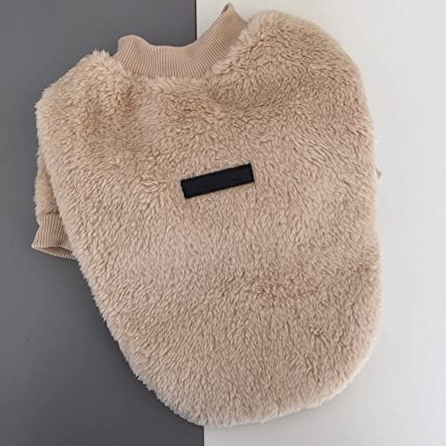 Winter-Haustierbekleidung Katze Hundebekleidung für kleine Hunde Fleece warm halten Hundebekleidung Mantel Jacke Pullover Haustier Kostüm für Hunde,Beige,S von HUANSUN