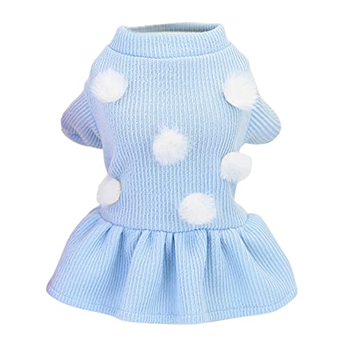 Winter Haustierkleidung Dot Dog Dress for Dogs Rock Herbst Hund Brautkleider Kleidung für Chihuahau Pet Cat Dress,Blau2,M von HUANSUN