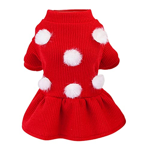 Winter Haustierkleidung Dot Dog Dress for Dogs Rock Herbst Hund Brautkleider Kleidung für Chihuahau Pet Cat Dress,Rot1,M von HUANSUN