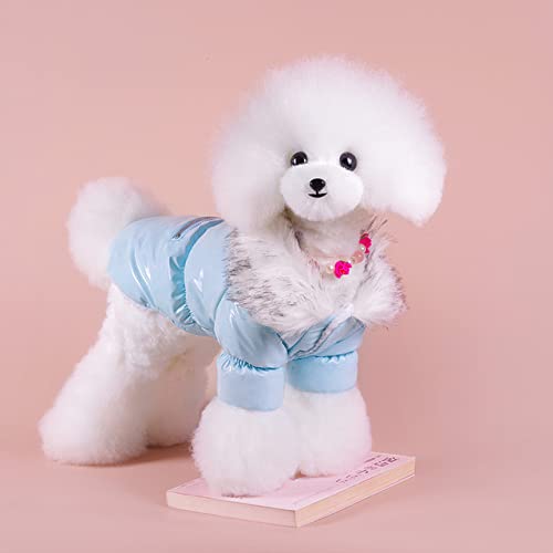 Winter Pet Puppy Hoodie Warme Kleidung Oberbekleidung PU-Leder Hund Katze Mantel Jacke mit Reißverschlusstasche Design 6 Größen 3 Farben,Blau,L von NC