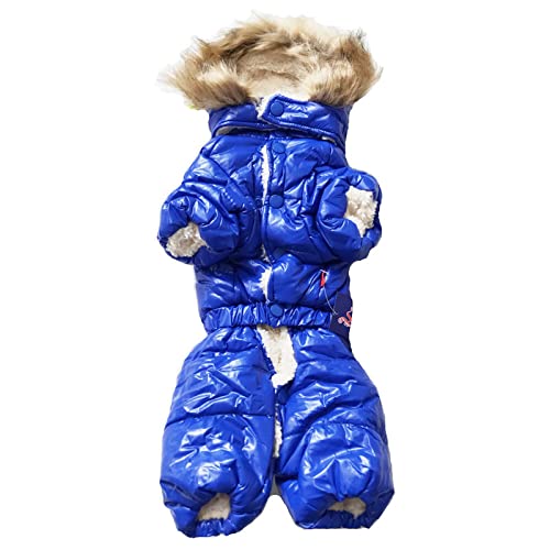 HUANSUN Winter Puppy Dog Mäntel Step-in Warme Jacke für kleine Hunde Kaltes Wetter Kleidung Bekleidung 4 Beine Ganzkörper,Blau,XXL von HUANSUN