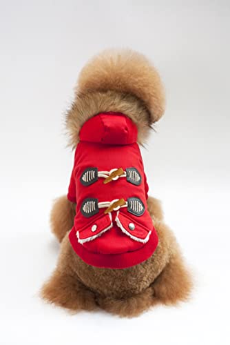 Winter Warme Hundekleidung Haustier Katzen und Hunde Baumwollwattierte Kleidung für kleine mittelgroße Hunde Kapuzenkleidung Leichter Hoodie,rot,XXL von NC