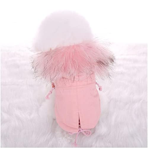 Winter Warmer Mantel für Hunde Fleece   Hundejacke Kunstpelz Kapuze Kordelzug Overalls für Hunde XS SML XL,Rosa,XL von HUANSUN