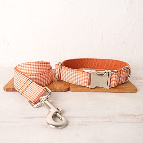 personalisiertes Hundehalsband Leine verstellbares Welpen Namensschild Halsband 5 Größen, Hundehalsband Leine Set,L von NC
