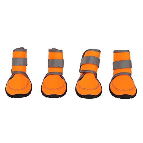 HUAOSN 4 Teilige Hundeschuhe mit Wasserdichter Funktion Aus Weichem Gummi, Hundestiefelschutz mit Reflektierenden Riemen für Outdoor Aktivitäten (L) von HUAOSN