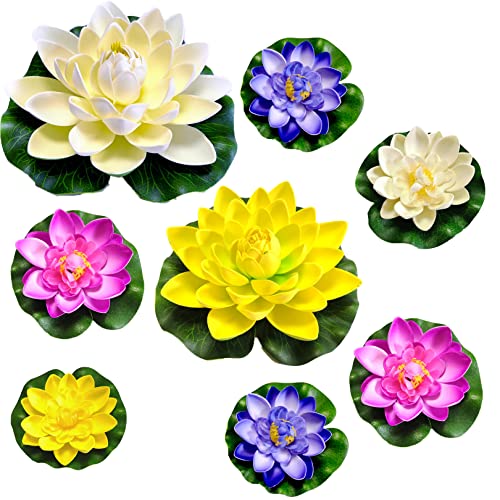 Teich Dekoration, 8ST Zwei Größen?17cm/10cm Schaum Seerose Blume Dekor, Seerosen Künstlich Teich, Lotus-Blume Aus Schaumstoff,Für Aquarium Terrasse Garten Schwimmende Pool Dekoration Hochzeit (C) von NC