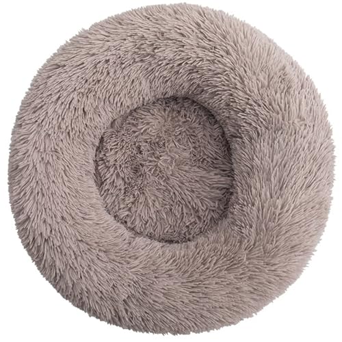 HUAXIQUE Donut Hundebett Hundebett Wolke Hundebett Rund Hundekissen Plüsch Donut Waschbar Haustierbett Anti Rutsch Noppenboden 40cm Beige von HUAXIQUE