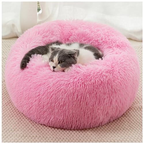 HUAXIQUE Donut Hundebett Hundebett Wolke katzenbettfür Katzen Und Kleine Mittelgroße Hunde Waschbar Haustierbett Anti Rutsch Noppenboden 40cm Rosa von HUAXIQUE