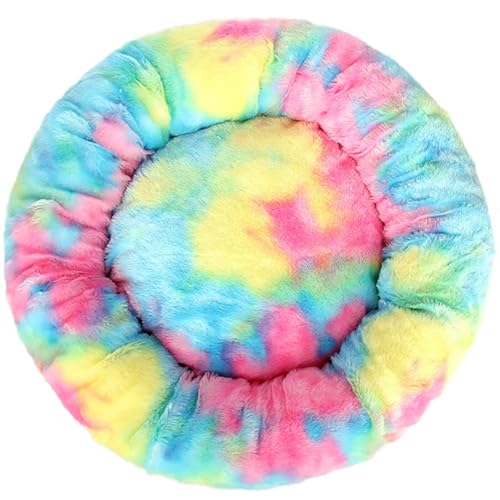 HUAXIQUE Donut Hundebett Hundebett Wolke katzenbettfür Katzen Und Kleine Mittelgroße Hunde Waschbar Haustierbett Anti Rutsch Noppenboden 50cm Buntes Blau von HUAXIQUE