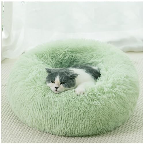 HUAXIQUE Donut Hundebett Hundebett Wolke katzenbettfür Katzen Und Kleine Mittelgroße Hunde undekissen Waschbar Flauschig Hundematte Anti Rutsch Noppenboden 50cm Grün von HUAXIQUE