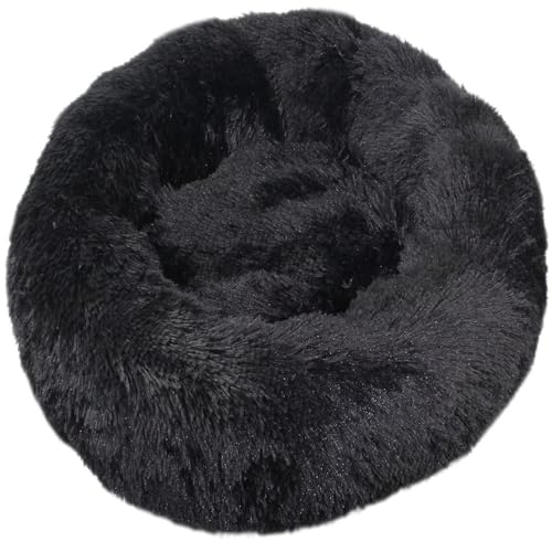 HUAXIQUE Hundebett Donut Anti Stress Hundebett Mittelgroße Hunde Hundebett für Große Waschbar Haustierbett Anti Rutsch Noppenboden 100cm Schwarz von HUAXIQUE