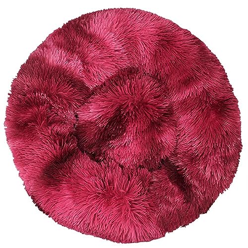 HUAXIQUE Hundebett Flauschig Hundebett Kuschelig Mittelgroße Hunde Hundebett für Große undekissen Waschbar Flauschig Hundematte Anti Rutsch Noppenboden 120cm Rotwein-B von HUAXIQUE