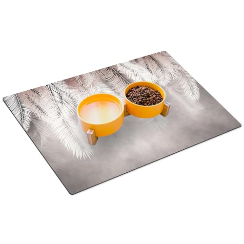 HUBDECO Hunde- und Katzennapfmatte - Fressnapf Unterlage - wasserdichte und rutschfeste Futtermatte - Haustier-Futtermatte - Pflegeleicht - Absorbiert Keine Gerüche - 59x39 - Muster 28 von HUBDECO