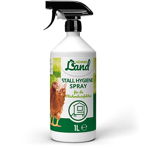 HÜHNER Land Stall Hygiene Spray, Desinfektion speziell für den Hühnerstall 1L für Hühner - Als Desinfektions-Reiniger für alle Flächen im Stall I Gegen Giardien, Pilze & Bakterien, Hygienespray von HÜHNER Land