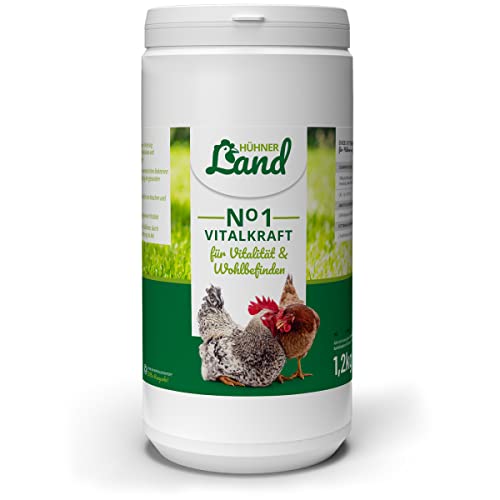 HÜHNER Land Vitalkraft für Hühner & Geflügel 1,2kg I Hühner Ergänzungsfutter für Hühnerfutter, Hühner Mineralien, für Eier & Stallklima, rein natürlich & ohne Zusätze von HÜHNER Land