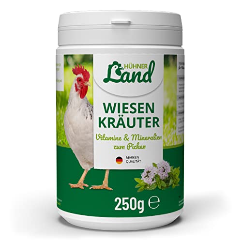 HÜHNER Land Wiesenkräuter Hühner & Geflügel 250g I Ohne Gentechnik, Futterergänzung für Hühnerfutter I Reich an Vitaminen und Mineralien von HÜHNER Land