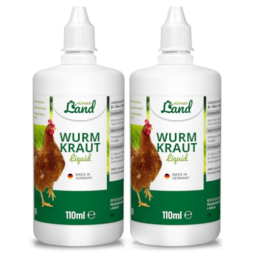 HÜHNER Land Wurmkraut Liquid 2 x 110ml für Hühner & Geflügel, Wurmkur sekundierend für Hühner, natürliche Rezeptur, Wurmmittel sekundierend, kein Anthelminthikum von HÜHNER Land