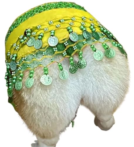 HUFENYU Corgi Hundekostüm for Hunde Hintern Vorhang Kleidung Corgi Hundekostüm Bauchtanzstil mit Pailletten Schütteln Hip Dance Hip Dekoration(Yellow) von HUFENYU