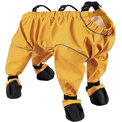 HUFENYU Hundepfoten-Stiefel, Leggings, wasserdichte Hunde-Schneehose, Hosenträger-Schuhe for Hunde, rutschfeste Haustierpfoten-Schutz, for Gehen und Wandern(L) von HUFENYU