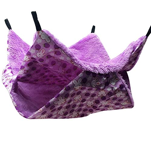 HUFFA Ausgezeichnete Haustier-Hängematte, praktisches Haustier-Hängematten-Bett, zweischichtig, superweich, Winter-Hängematte for Hamster, warmes Bettnest (Color : Purple 2, Size : S) von HUFFA