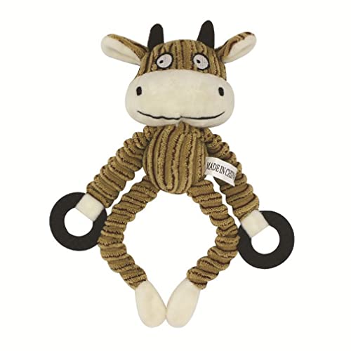 HUFFA Pet Chewing Squeak Animals Cord Hundespielzeug Plüschknochen Molar Hundespielzeug Pet Fun Interaktives Training Hundezubehör Zubehör (Color : Cattle) von HUFFA