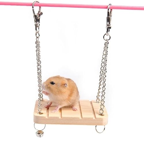 Hamsterschaukel Spielzeug mit Glocke - Anti-Rutsch-Rillen-Design - Kleintiere Eichhörnchen Rennmäuse Mäuse Zwerge Ratten - Ruhe und Spielen von HUFFA