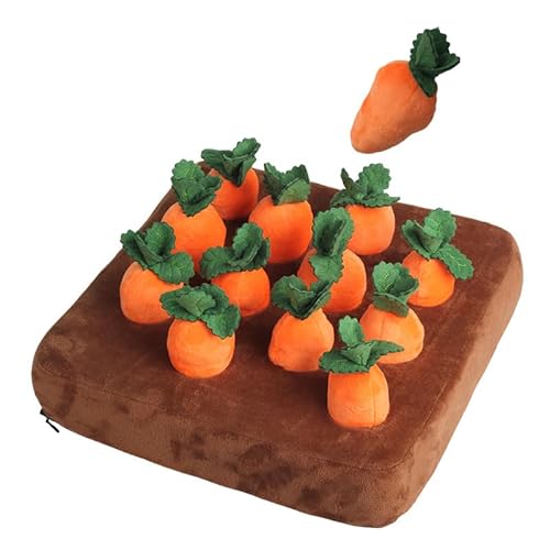 Hundespielzeugmatte for Haustiere, Plüsch-Karotten-Spielzeugmatte, innovatives Plüsch-Gemüsefeld-Pull-Rettich-Plüsch-Karotten-Hund, interaktives Spielzeug (Color : 12 Carrots) von HUFFA