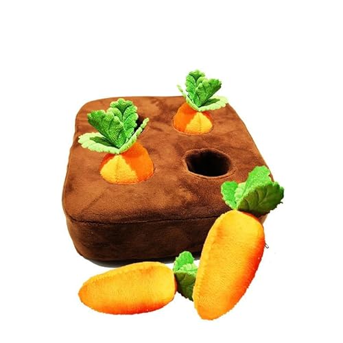 Hundespielzeugmatte for Haustiere, Plüsch-Karotten-Spielzeugmatte, innovatives Plüsch-Gemüsefeld-Pull-Rettich-Plüsch-Karotten-Hund, interaktives Spielzeug (Color : 4 Carrots) von HUFFA